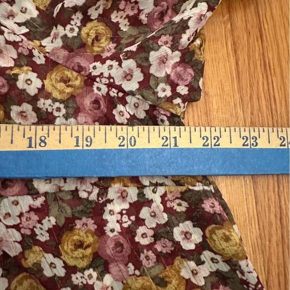 Torrid Floral Crinkle Chiffon Smocked Blouson Long Sleeve Blouse Size 0 (k11) - Picture 8 of 12